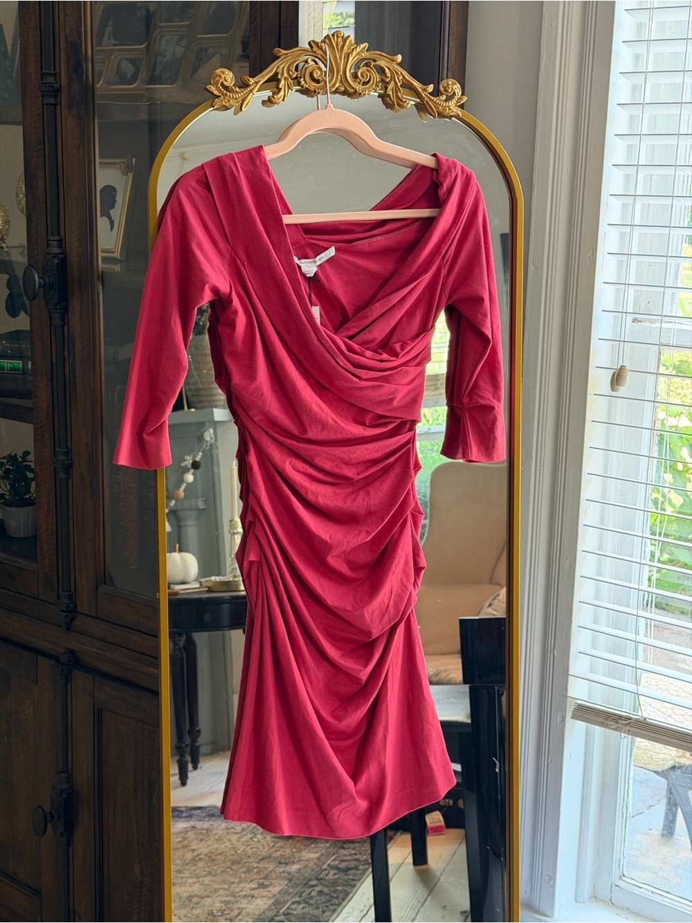 Diane von Furstenberg NWT Ruched Bentley Mini Dress fuchsia rose pink